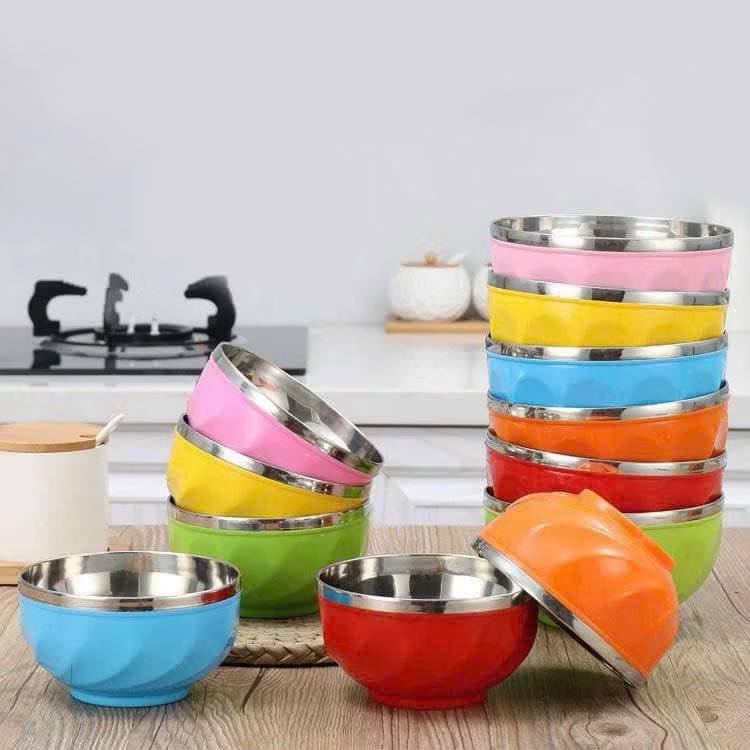 Hộp 6 Chén Inox Cách Nhiệt Nhiều Màu Sắc Size 14cm