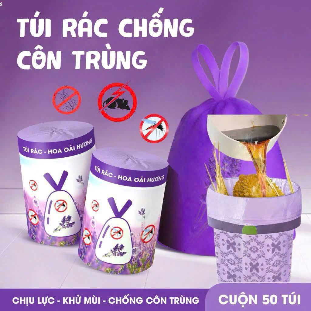 Túi Đựng Rác Có Dây Rút Siêu Dai Hương Lavender Và Hương Ngải Cứu Xua Đuổi Ruồi Muỗi
