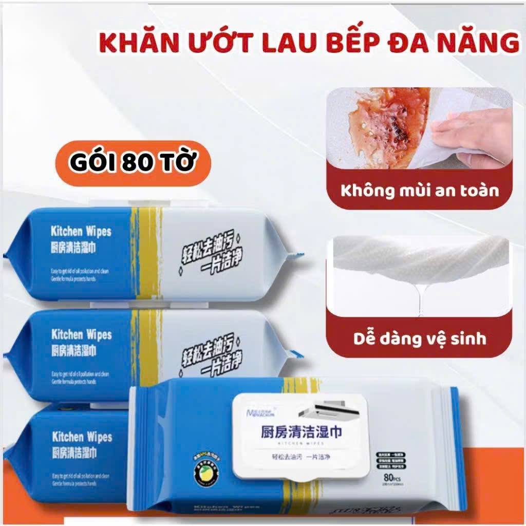 KHĂN ƯỚT LAU BẾP ĐA NĂNG – GÓI 80 TỜ LỚN