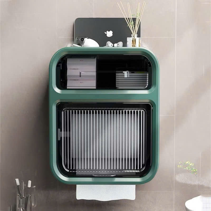 Hộp Đựng Giấy Vệ Sinh 2 Tầng Dán Tường Chống Thấm Nước Có Ngăn Kéo Để Đồ Tiện Lợi