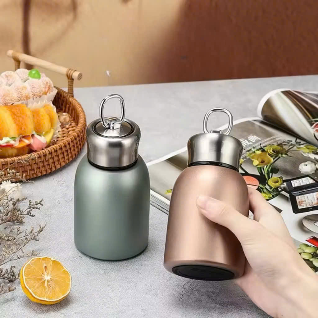 Bình nước giữ nhiệt inox 304 mini dễ thương 300ml có quai xách