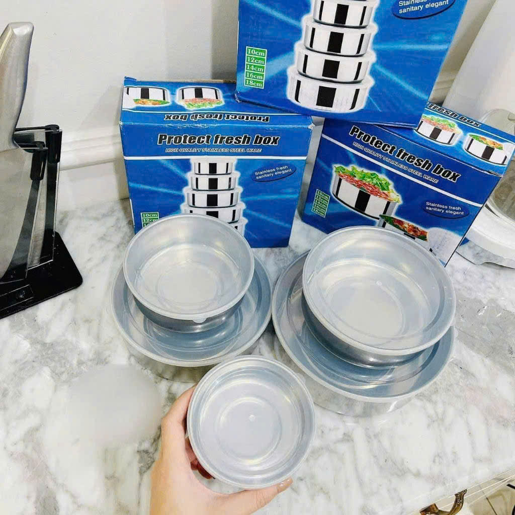Bộ Thố Inox 5 Món Có Nắp ( CÓ HỘP)