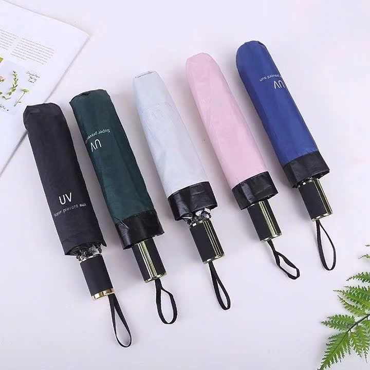 Ô Dù chống tia UV gấp gọn che mưa che nắng 2 lớp siêu cứng cáp