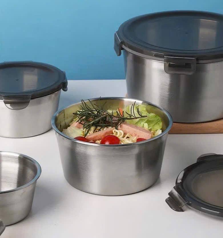 BỘ 4 HỘP ĐỰNG THỰC PHẨM INOX SIZE LỚN