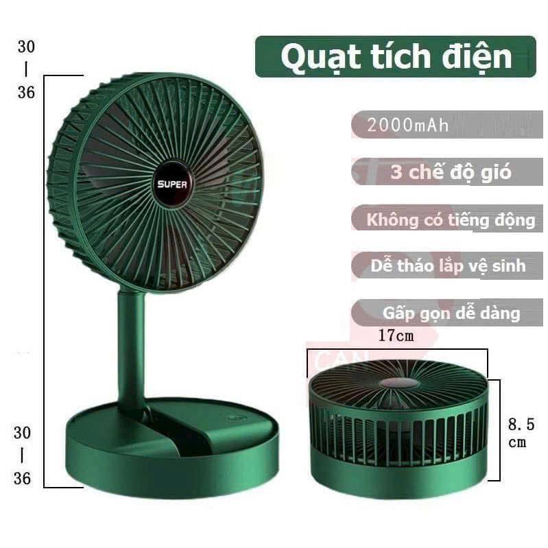 Quạt Tích Điện Gấp Gọn Để Bàn – Quạt Mini Fan