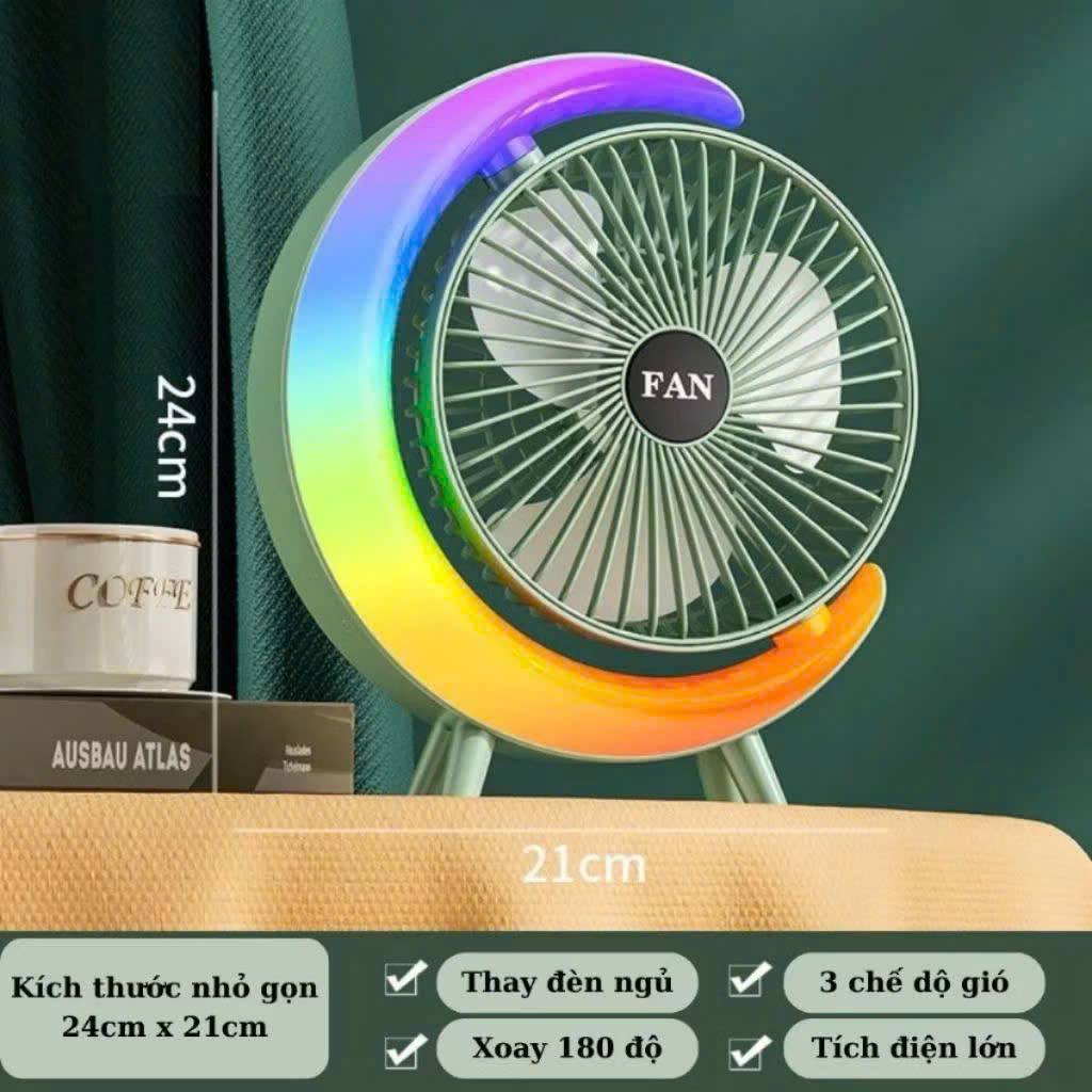 QUẠT ĐỂ BÀN MẶT TRĂNG TÍCH HỢP ĐÈN NGỦ