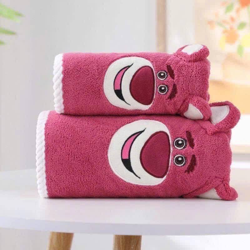 SET 2 KHĂN GẤU DÂU LOTSO COTTON MỀM MẠI