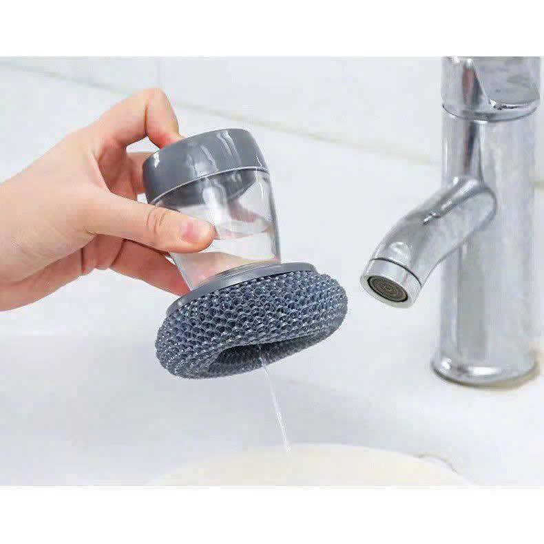 Chà Xoong Nồi Có NGĂN Đựng Nước Rửa Chén