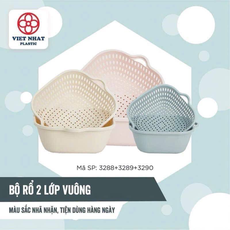 Bộ Thau Rổ Nhựa Vuông 6 Món Hàng Việt Nhật