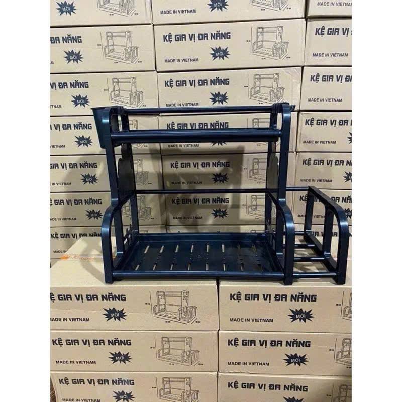 KỆ GIA VỊ NHÀ BẾP 2 TẦNG CÓ CHỖ ĐỂ THỚT