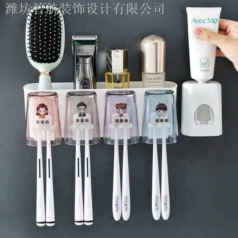 Kệ cắm bàn chải 4 cốc màu trong