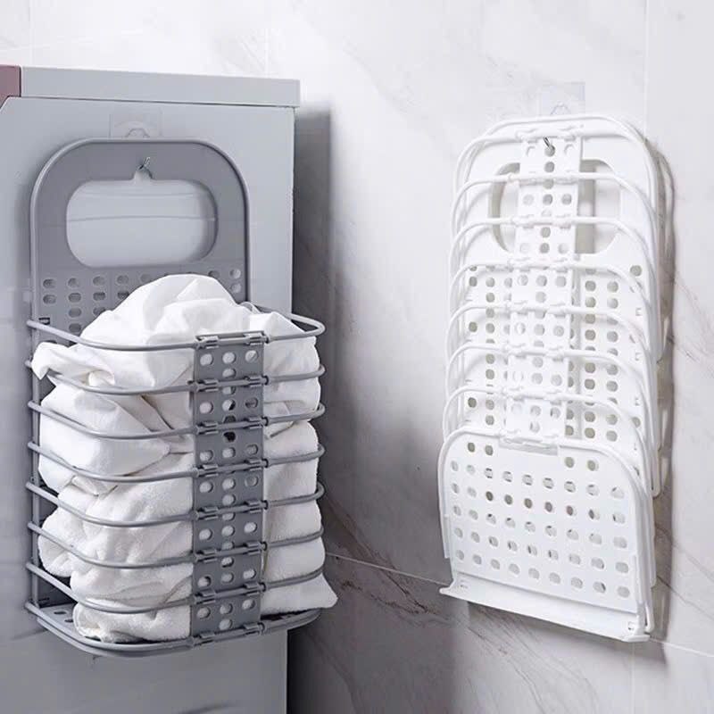 Giỏ nhựa đựng quần áo treo tường gấp gọn đựng đồ đa năng, Sọt nhựa đựng quần áo