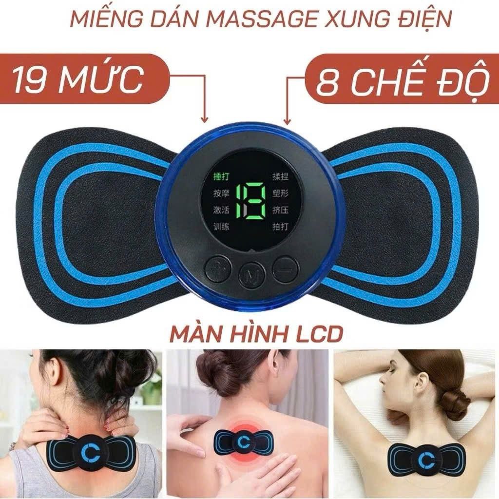 Máy Massage Xung Điện Cổ Vai Gáy, Bắp Tay Lưng 8 Chế Độ Hình Cánh Bướm