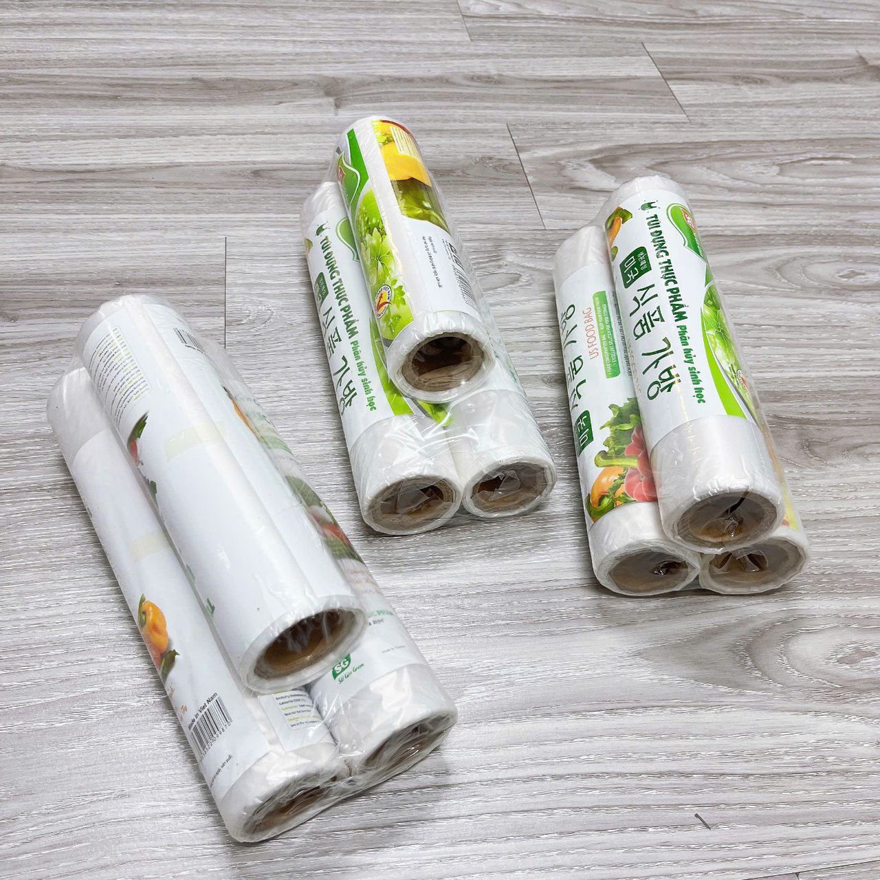 SET 3 CUỘN TÚI ĐỰNG THỰC PHẨM túi đựng thực phẩm sinh học tự phân huỷ, cực an toàn
