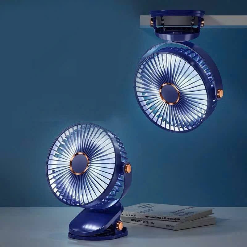 QUẠT KẸP TÍCH ĐIỆN ĐỂ BÀN 5 CHẾ ĐỘ GIÓ CÓ ĐÈN LED SIÊU TIỆN LỢI