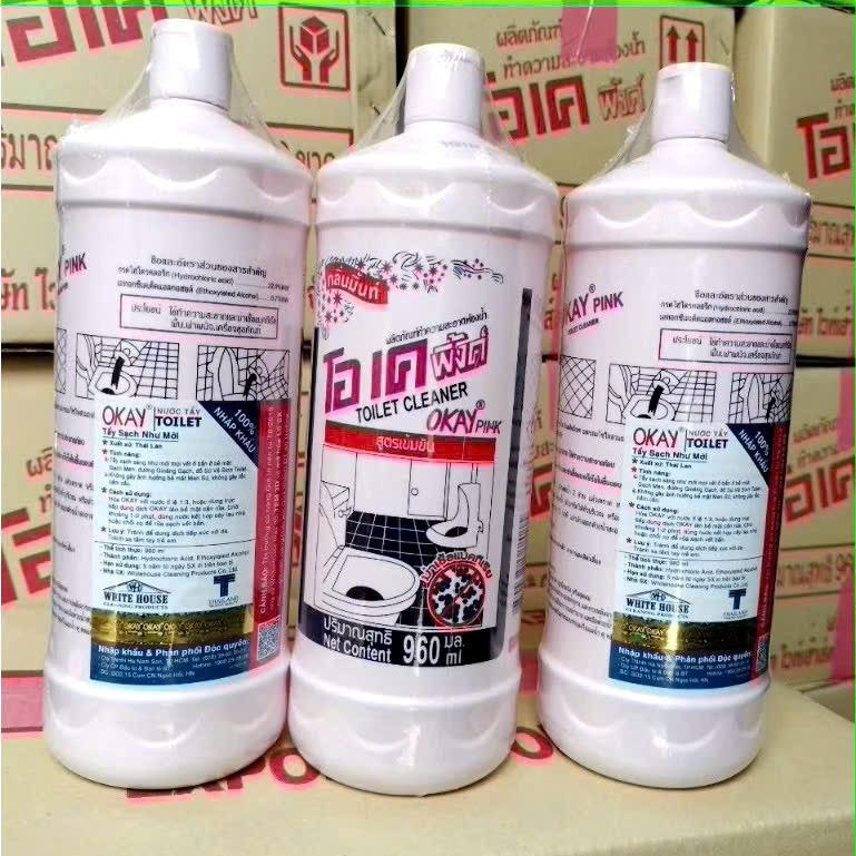 NƯỚC TẨY NHÀ VỆ SINH OKAY HỒNG 960ML – SẠCH BÓNG NHƯ MỚI!
