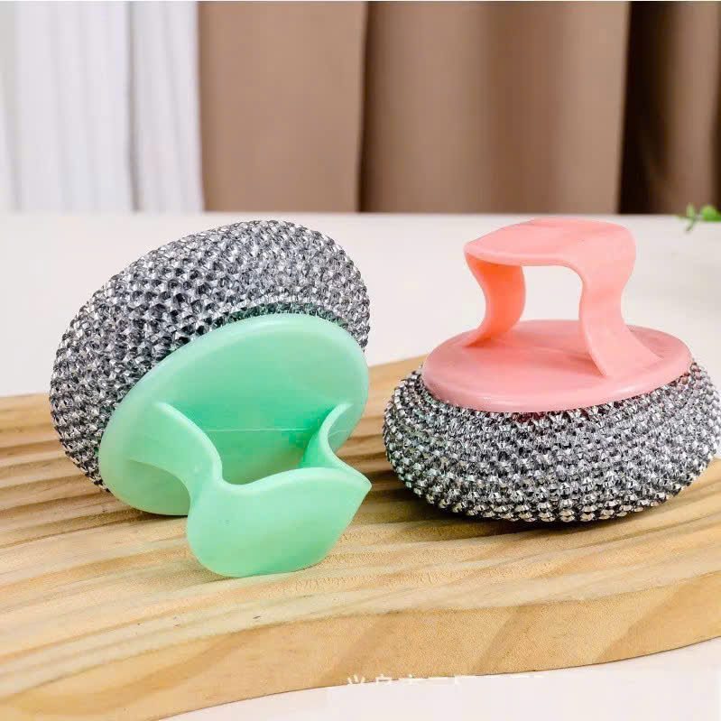 Cọ xoong nồi bùi sắt không rỉ có tay cầm