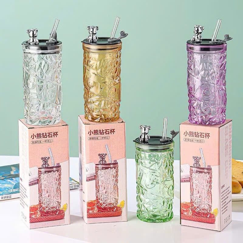 LY THỦY TINH NẮP GẤU CUTE – CHARM GẤU BẠC CỰC XINH