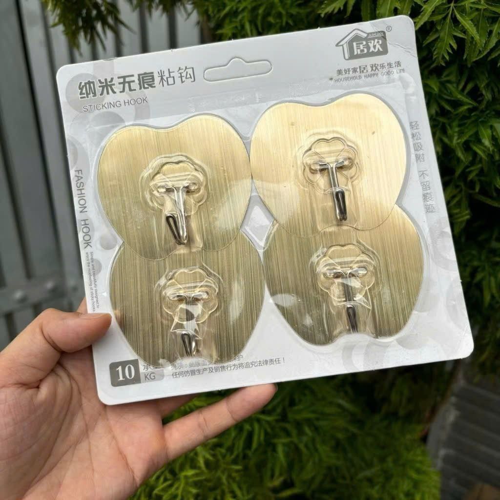 Set 4 Móc Dán Tường NHÔM Hình TÁO(Sản phẩm full Vat xuất miễn phí)