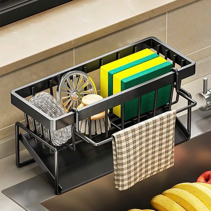 (Hàng xịn nặng dày)Kệ Đựng Đồ Rửa Chén Đa Năng – có vách ngăn và móc treo khăn Tiện Lợi & Gọn Gàng Cho Mọi Gian Bếp