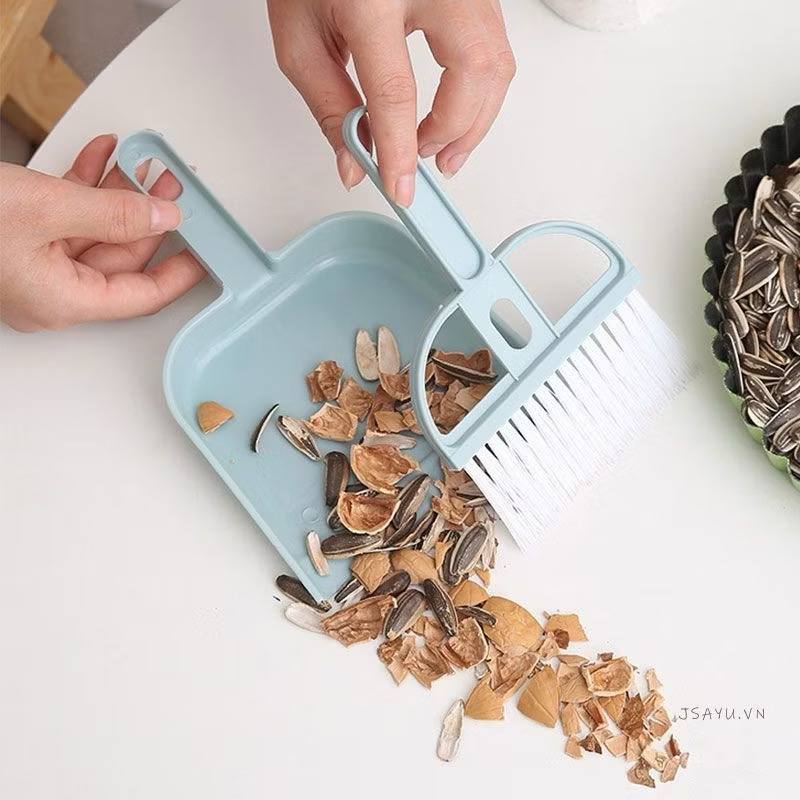 [100] Bộ Chổi quét bụi và ki hốt rác Mini, Bộ chổi quét bụi bàn làm việc, quét dọn vệ sinh văn phòng, bàn thờ