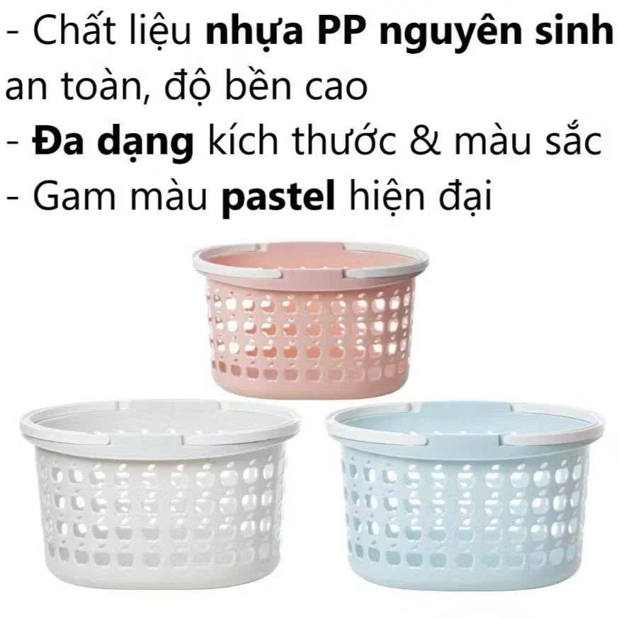[20]Rổ elip 2 quai trung 3205 – giỏ đựng đồ đa năng Việt Nhật có quai xách