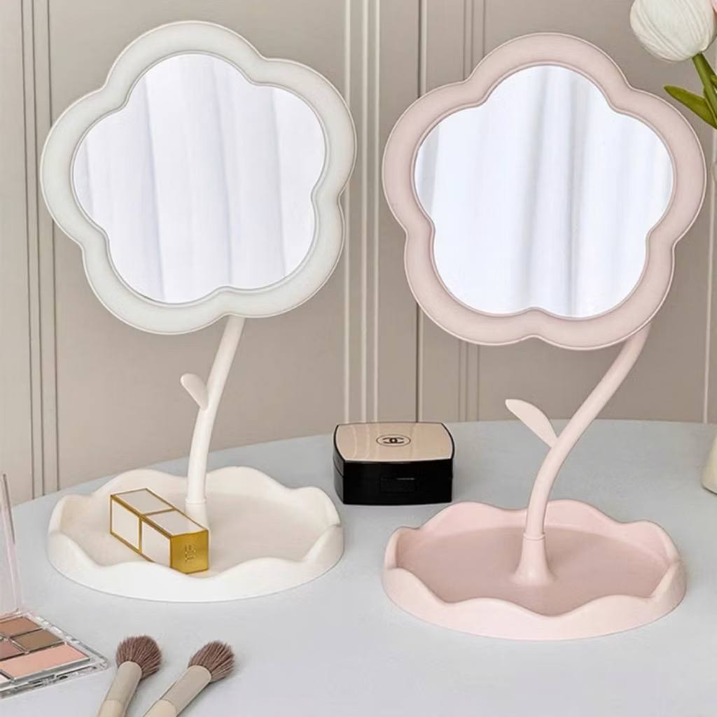 [100]-(Size nhỏ)Gương Decor Để Bàn Trang Điểm Hình Hoa Xinh Xắn Màu Sắc Pastel