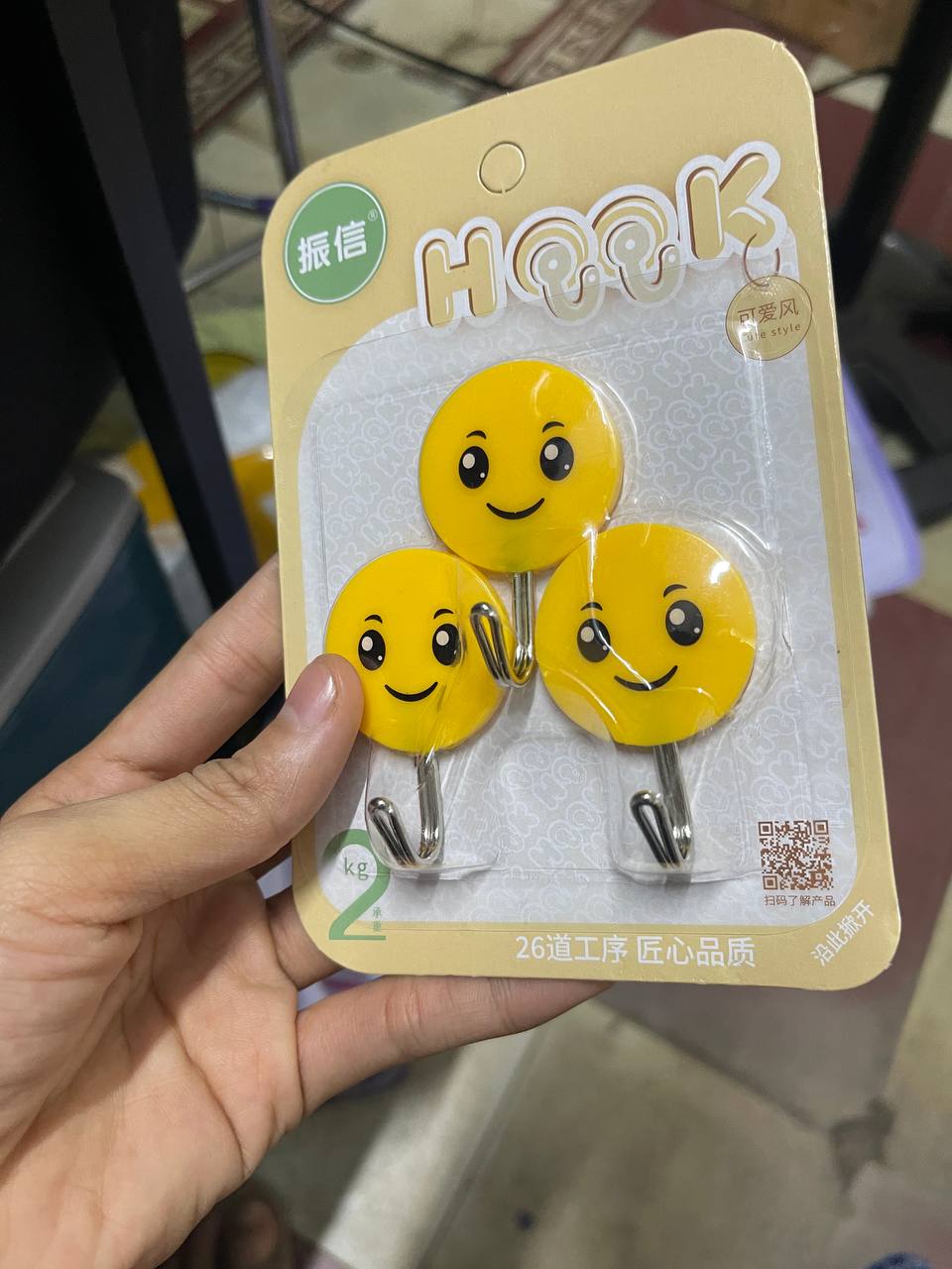 VỈ 3 MÓC DÁN TƯỜNG MẶT CƯỜI HOOK, CƯỜNG LỰC SIÊU DÍNH